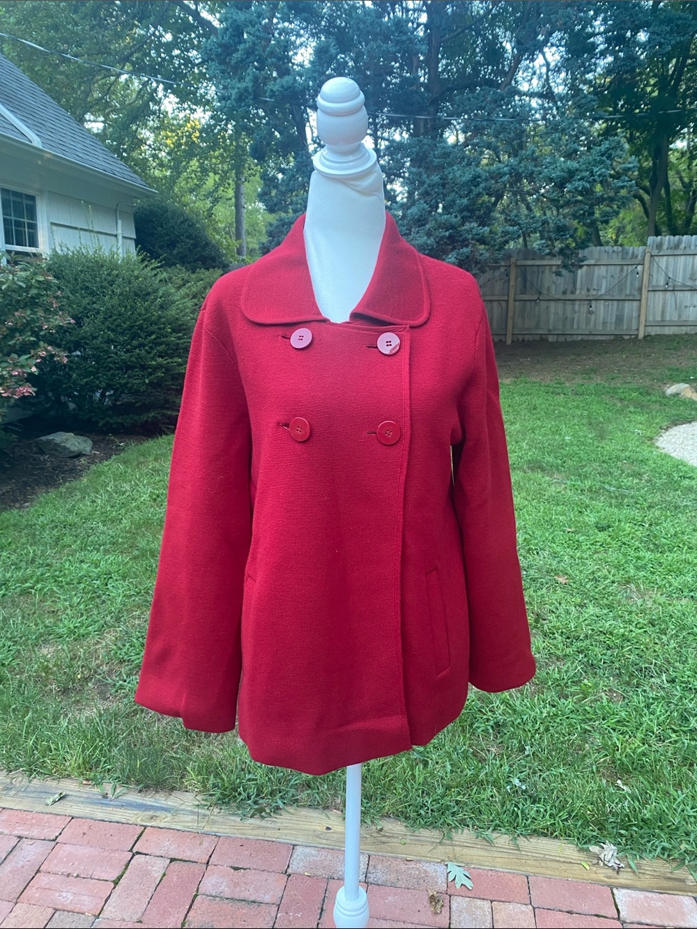 Talbots Red Double-Breasted Pea Coat